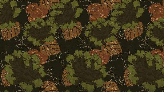 Textile flowers by night