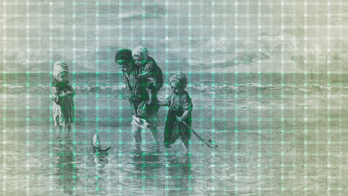 Children with blue boat
