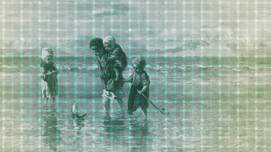 Children with blue boat